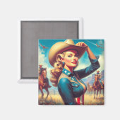 Vintage-Rodeo-Pin-up Magnet (Vorderseite/Rückseite)