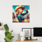 Vintage Rodeo Pin-up Poster (Heimbüro)