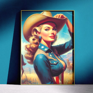 Vintage-Rodeo-Pin-up Poster