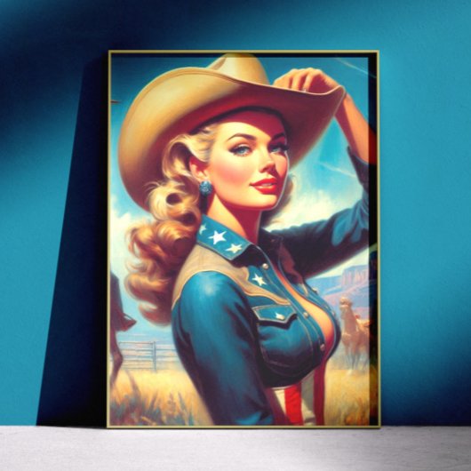 Vintage Rodeo Pin-up Poster