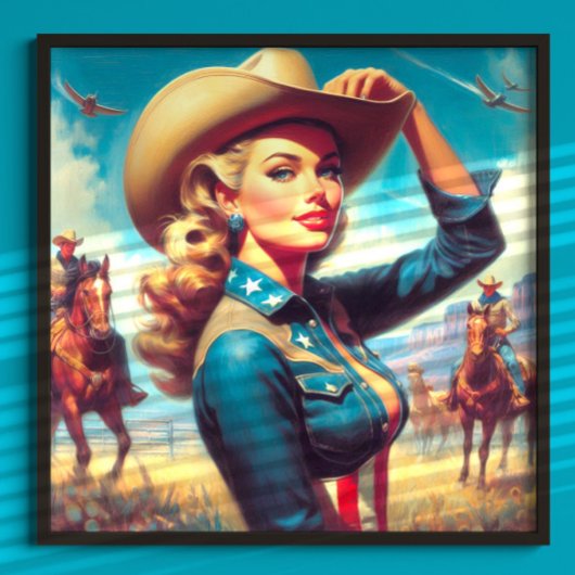 Vintage Rodeo Pin-up Poster