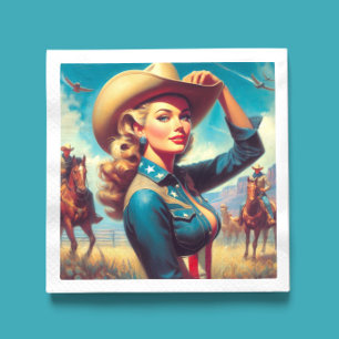 Vintage-Rodeo-Pin-up Serviette