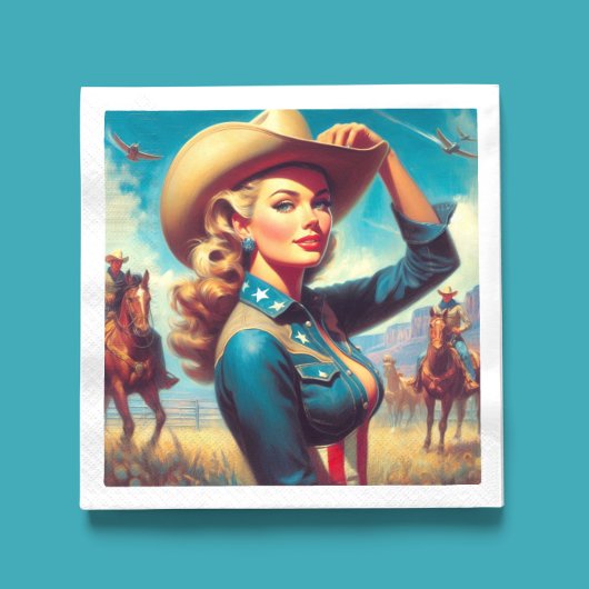 Vintage-Rodeo-Pin-up Serviette