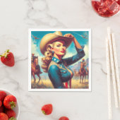 Vintage-Rodeo-Pin-up Serviette (Beispiel)