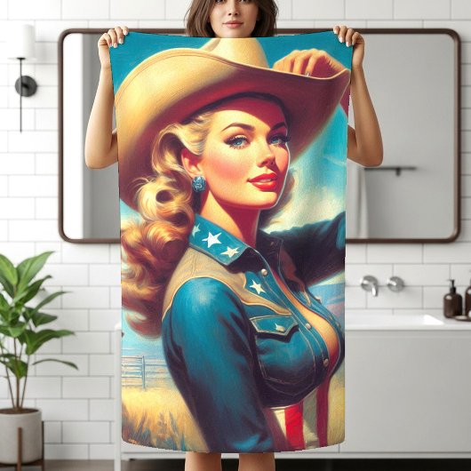 Vintage-Rodeo-Pin-up Strandtuch