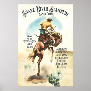 Vintage-Rodeo-Plakat Snake River Stampede, Western Poster