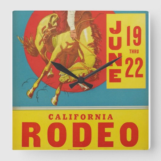 Vintage Rodeo-Poster-Uhr Quadratische Wanduhr (Vorderseite)