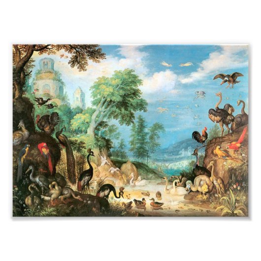 Vintage Roelant Landschaft mit Vögeln Fotodruck (Vorne)