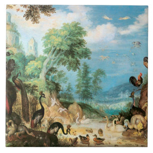 Vintage Roelant Savery Landschaft mit Vögeln Fliese