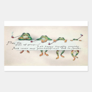 Vintage-Rohr rauchende Frosch-Aufkleber Rechteckiger Aufkleber