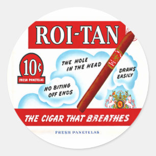 Vintage Roi-Tan Zigarrenkisten-Kunst Runder Aufkleber