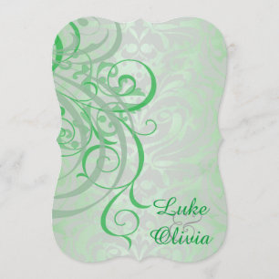Vintage Rokoko-Monogramm-Grün-Hochzeit Einladung