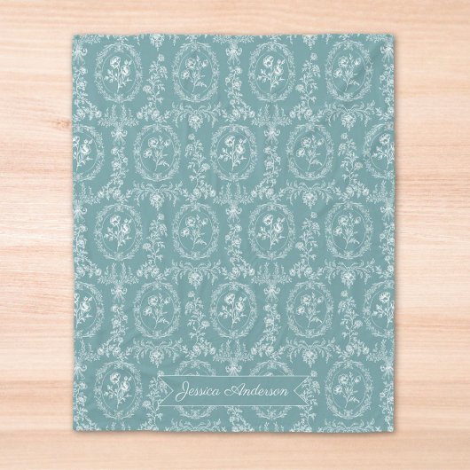 Vintage-Rokokoblumen Blumenmuster Personalisiert Fleecedecke