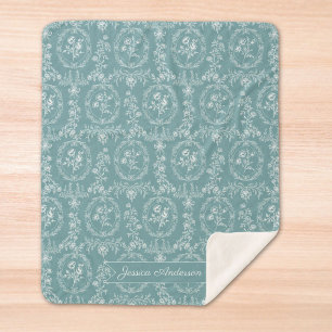 Vintage-Rokokoo-Blumen-Blumenmuster personalisiert Sherpadecke