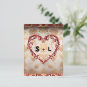 Vintage Rolle und Verzierter Herztag Valentinstag Postkarte (Stehend Vorderseite)