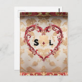 Vintage Rolle und Verzierter Herztag Valentinstag Postkarte (Vorne/Hinten)