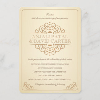 Vintage Rolle-zeitgenössische lässige Hochzeit Einladung