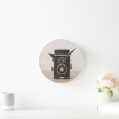 Vintage Rolleiflex Doppellinsekamera Runde Wanduhr (Zuhause)
