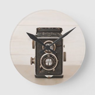 Vintage Rolleiflex Doppellinsekamera Runde Wanduhr