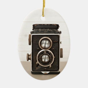 Vintage Rolleiflex-Zwei-Objektiv-Kamera Keramikornament