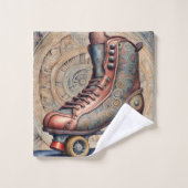 Vintage Roller-Skate Badhandtuch Set (Waschlappen)
