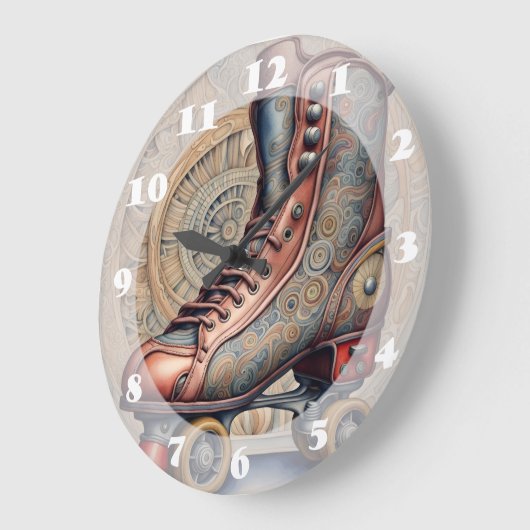 Vintage Roller-Skate Große Wanduhr (Winkel)