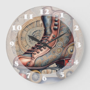 Vintage Roller-Skate Große Wanduhr