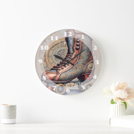 Vintage Roller-Skate Große Wanduhr (Zuhause)