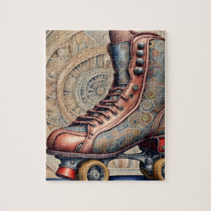 Vintage Roller Skate Kunst. Puzzle