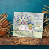 Vintage  Rollkarren mit Blume im Garten Fotoplatte (Seite)