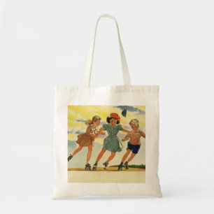 Vintage-Rollschuhspaß Kinder Jungen und Mädchen Tragetasche