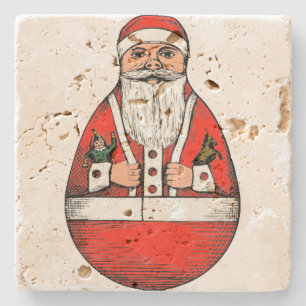 Vintage Roly Poly Weihnachtsmann Weihnachten Steinuntersetzer