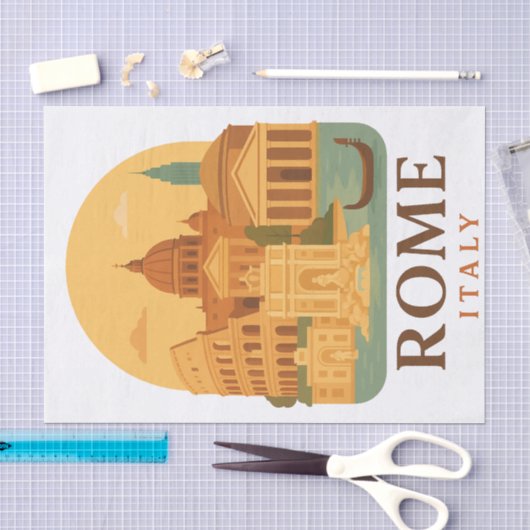 Vintage Rom Colosseum & Pantheon Seidenpapier  (Handwerk)