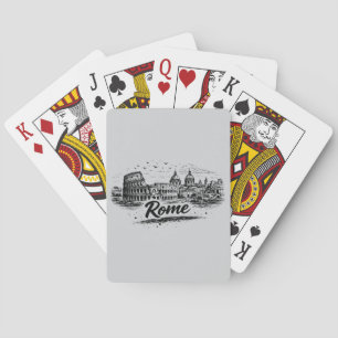 Vintage Rom Italien Stadtlandschaft Bleistiftkunst Spielkarten