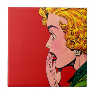 Vintage-Roman-Liebesroman-Mädchen-Comic-Art Fliese