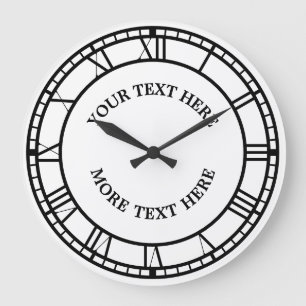 Vintage Roman Numerals Template Large Clock Große Wanduhr