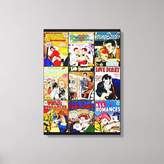 Vintage Romance Comic Book Cover Collage Leinwanddruck (Vorderseite)