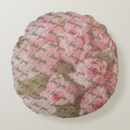 Vintage Romance: Handgeschriebenes "I Liebe You" Rundes Kissen