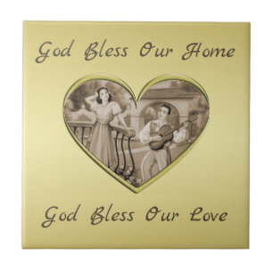 Vintage Romance Paar, Mann und Frau, Gold Fliese