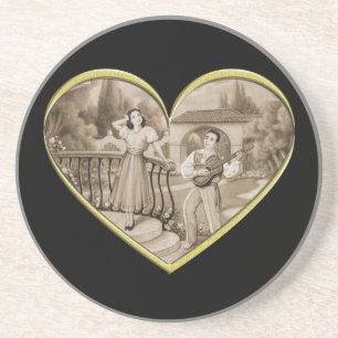 Vintage Romance Paar, Mann und Frau Liebe Getränkeuntersetzer