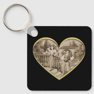 Vintage Romance Paar, Mann und Frau Liebe Schlüsselanhänger