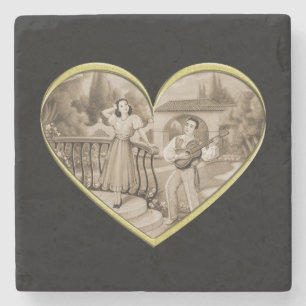 Vintage Romance Paar, Mann und Frau Liebe Steinuntersetzer