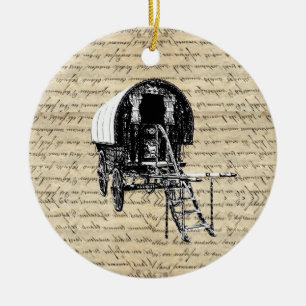 Vintage Romani-Zigeunerwagen Keramik Ornament