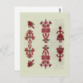 Vintage Romanian embroidery, traditional design Postkarte (Vorne/Hinten)