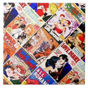 Vintage-Romanik-Comicbook-Cover-Collage Fliese