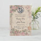 Vintage romanische Couple Antique Rose Hochzeit Einladung (Stehend Vorderseite)