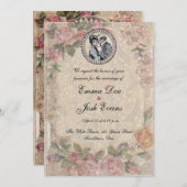 Vintage romanische Couple Antique Rose Hochzeit Einladung (Vorne/Hinten)
