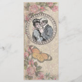 Vintage romanische Couple Antique Rose Hochzeit Menükarte (Rückseite)