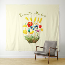 Vintage Romantic Meadow – Boho Watercolor Floral  Wandteppich