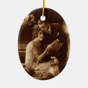 Vintage Romantic Music, Love and Romance Lovers Keramikornament